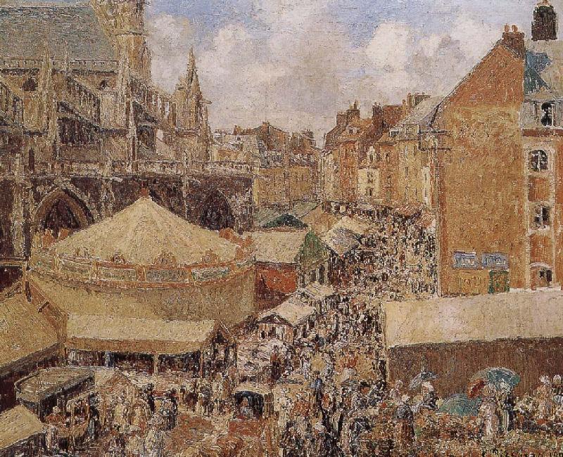 Camille Pissarro morning market Norge oil painting art